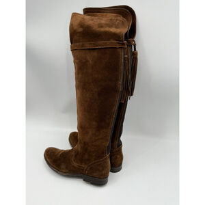 Frye Molly Tassel Wood Brown Suede Over-The-Knee Boot Size 6 B 3474156